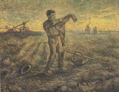Vincent Van Gogh Evening:The End of the Day (nn04) France oil painting art